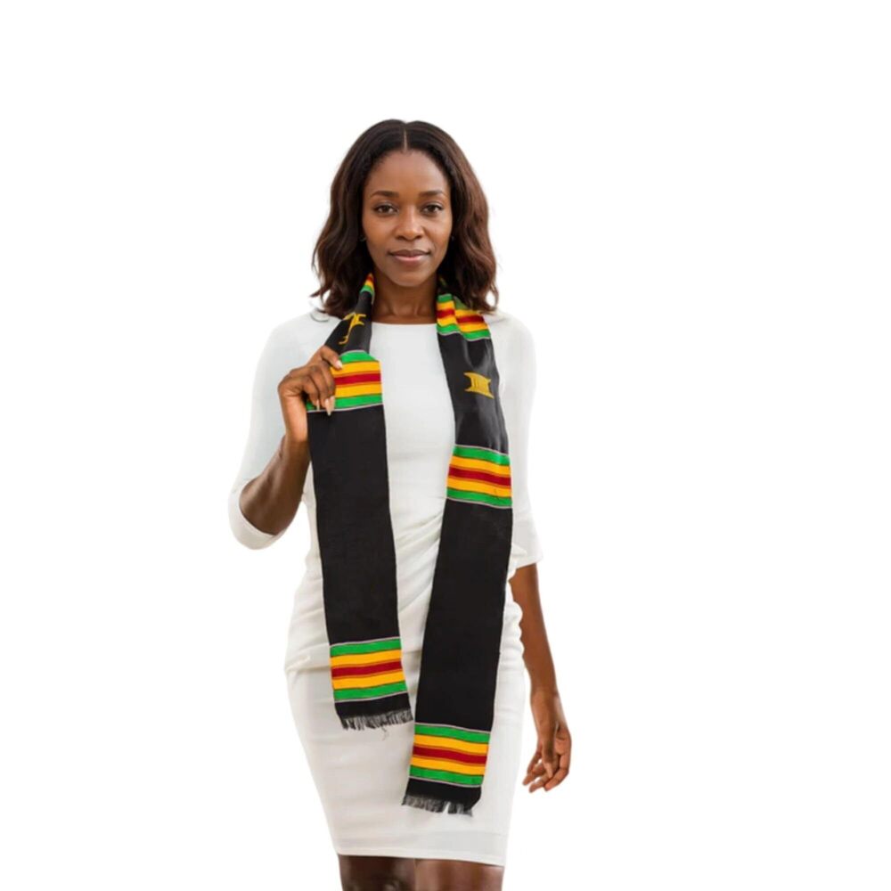 9094 Kente Stole Ready to Customize Kente Cloth for Graduation, 72" x 4.5"